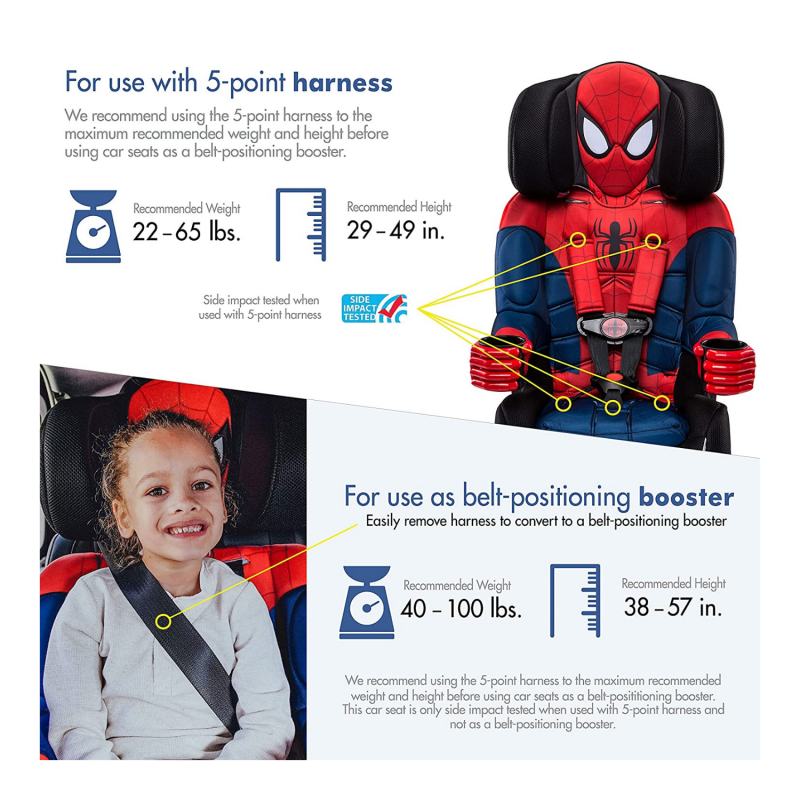 KidsEmbrace 2-in-1 Harness Booster Car Seat Marvel Spider-Man