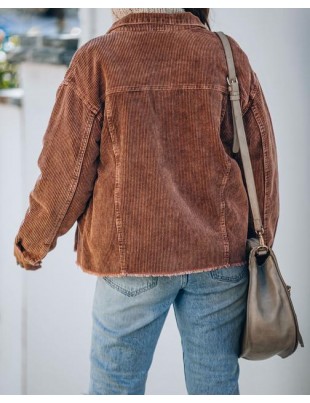 Keeley Cotton Washed Corduroy Jacket - Brown